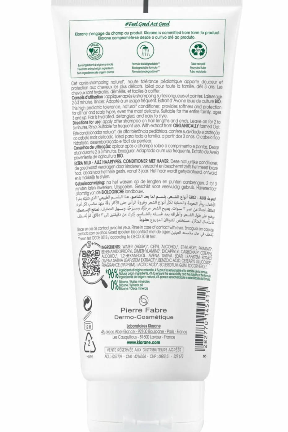 Après-shampoing extra-doux à l’Avoine pour tous types de cheveux