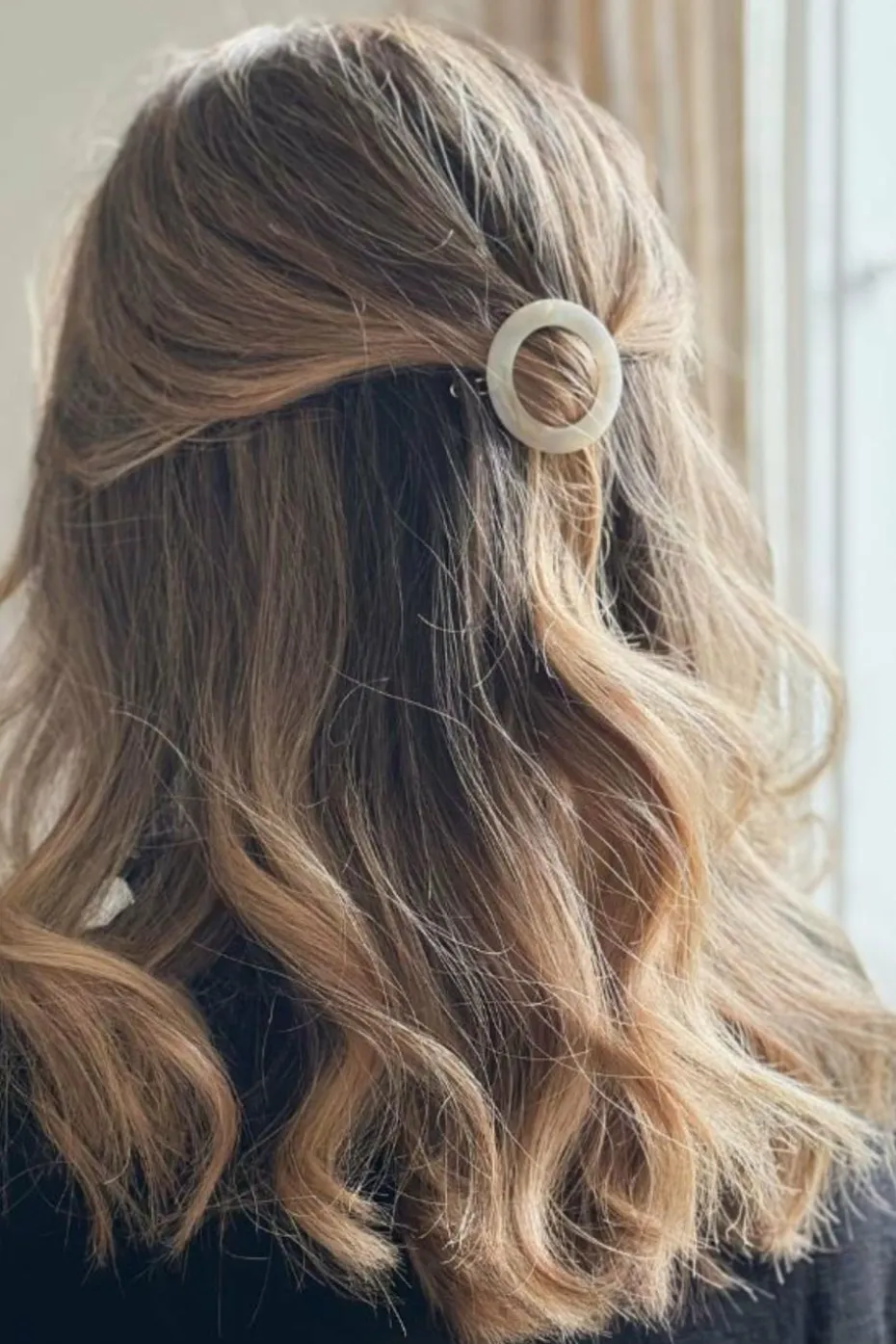 Barrette ronde nacre