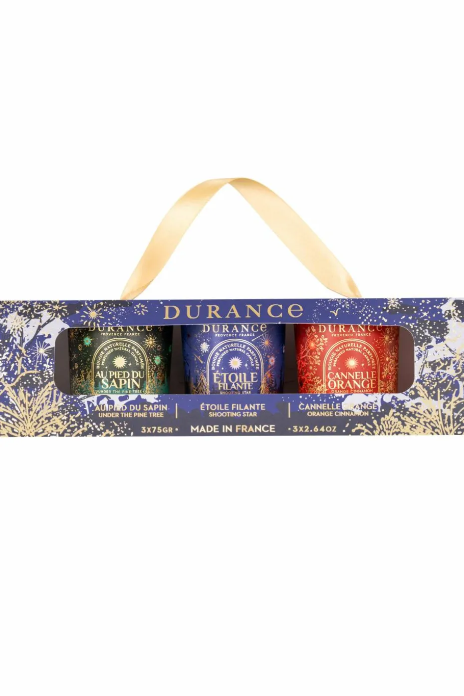 Coffret 3 bougies Au Pied du Sapin, Étoile Filante & Cannelle Orange