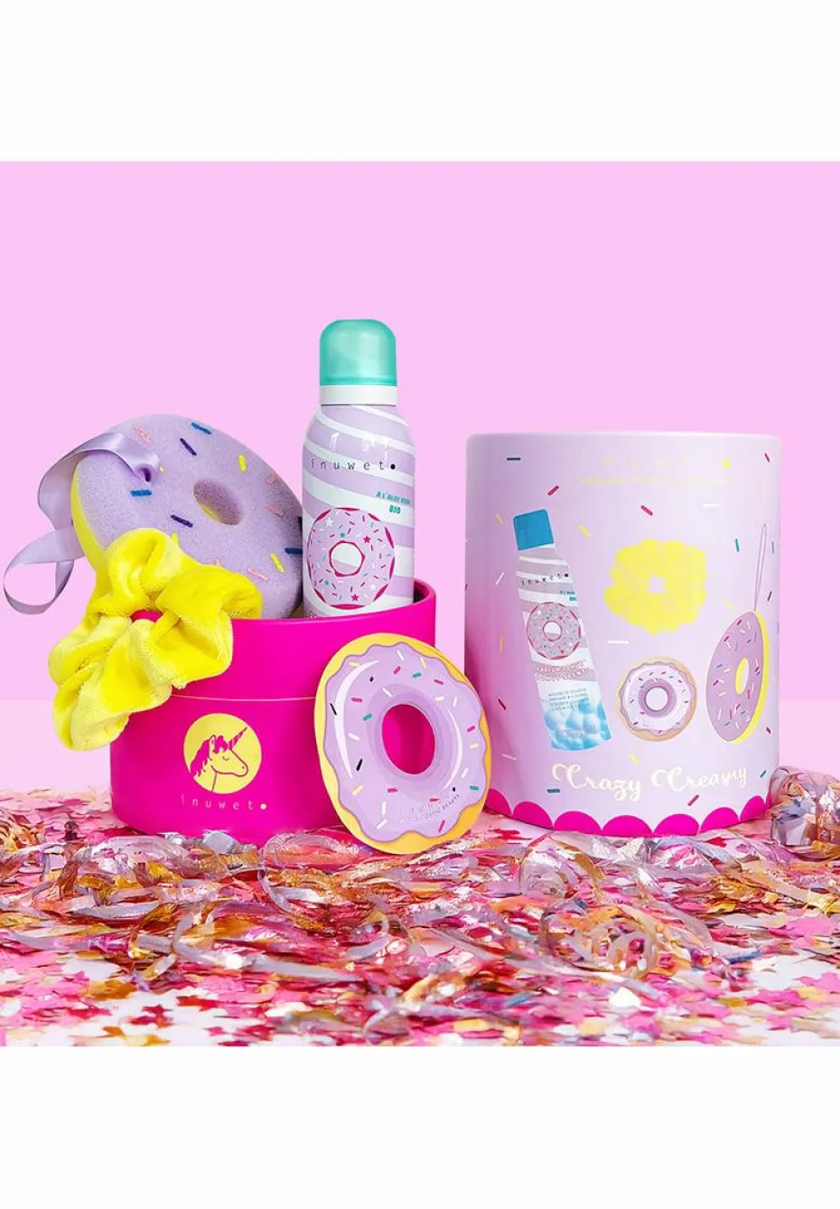 Coffret mousse de bain, éponge & chouchou Donuts