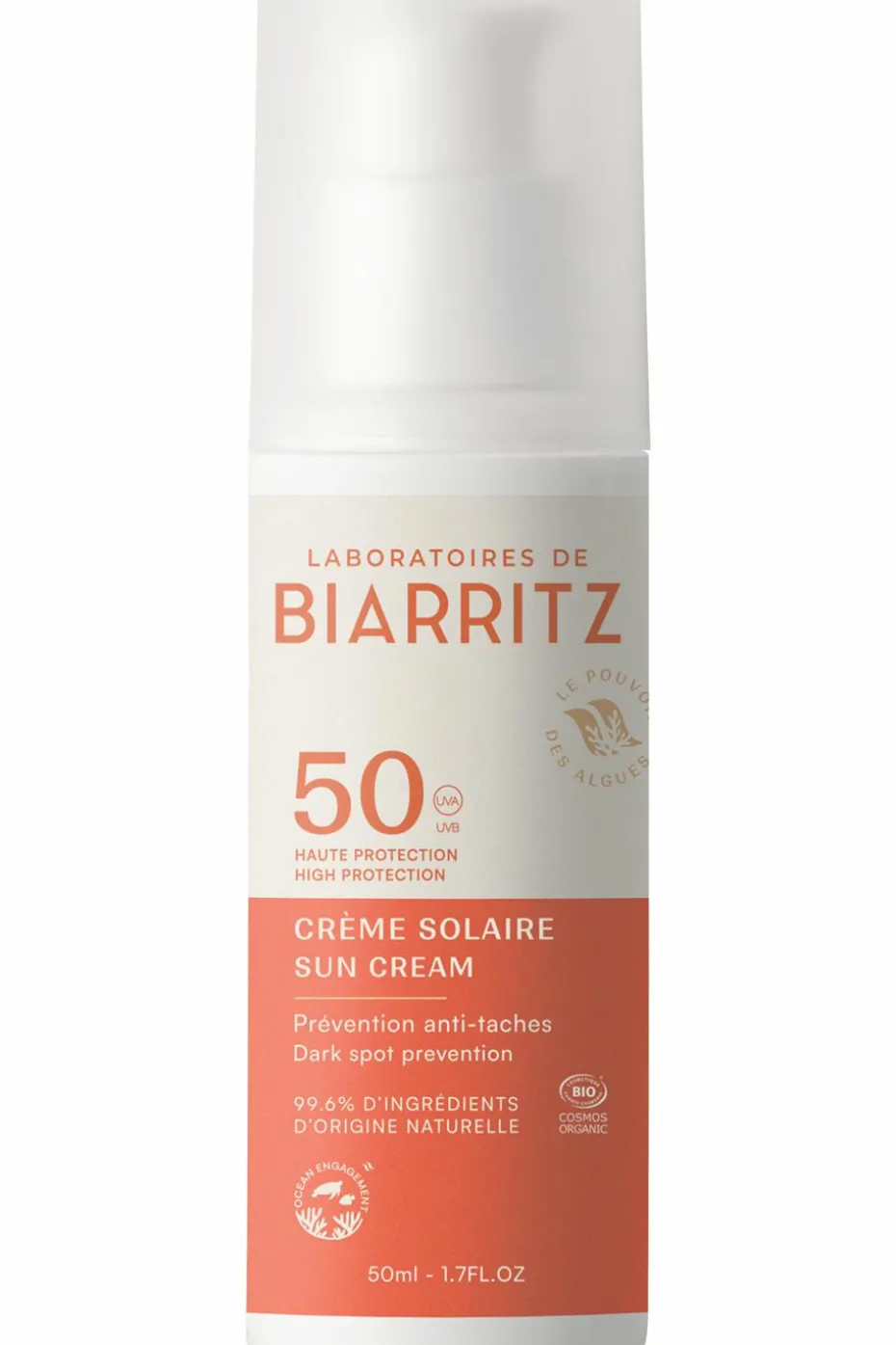 Crème solaire minérale visage SPF50