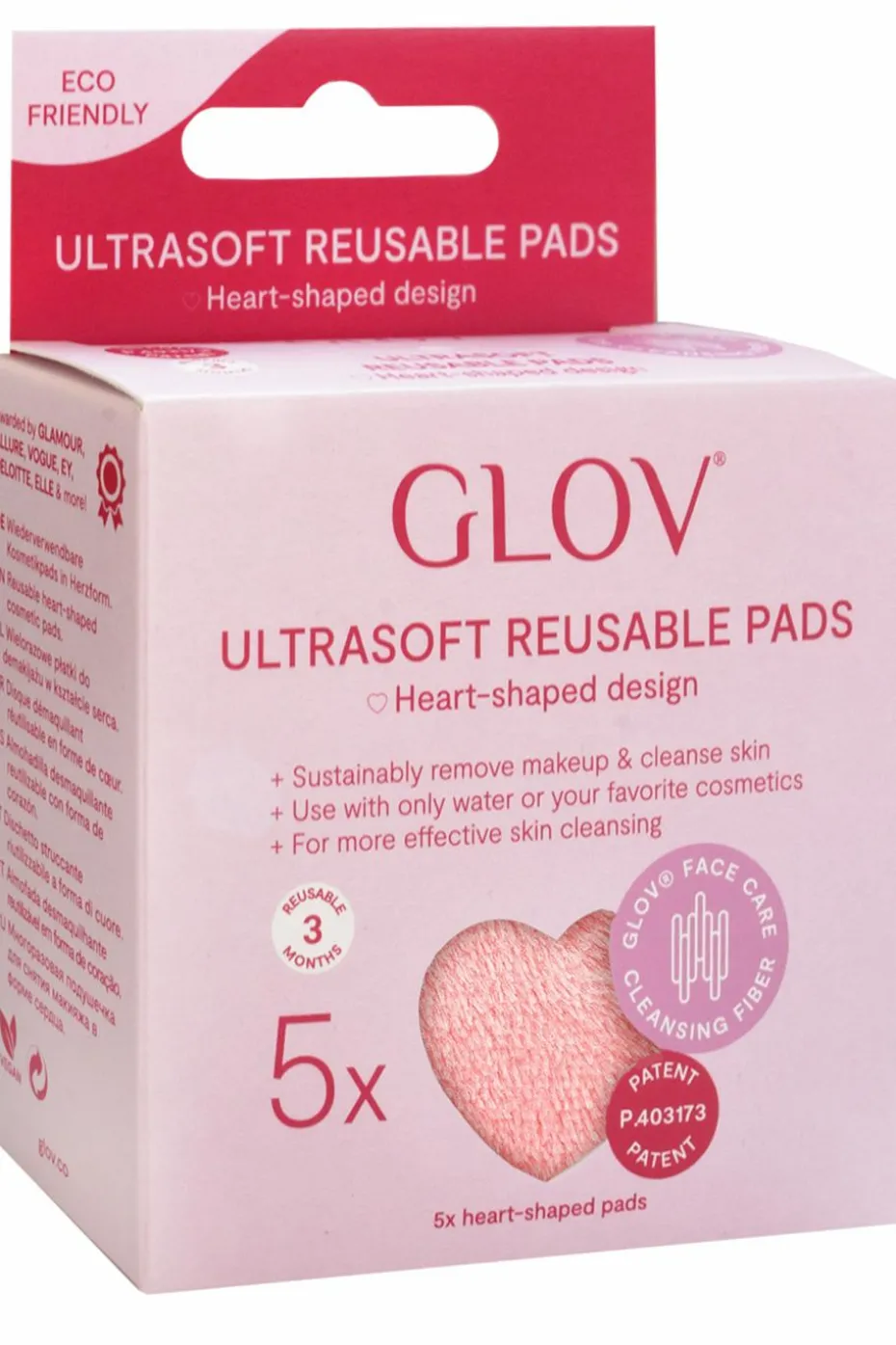 Disques cosmétique réutilisable en forme de coeur rose