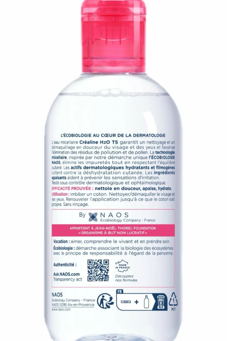 Eau micellaire démaquillante peaux très sèches Créaline T.S. H2O