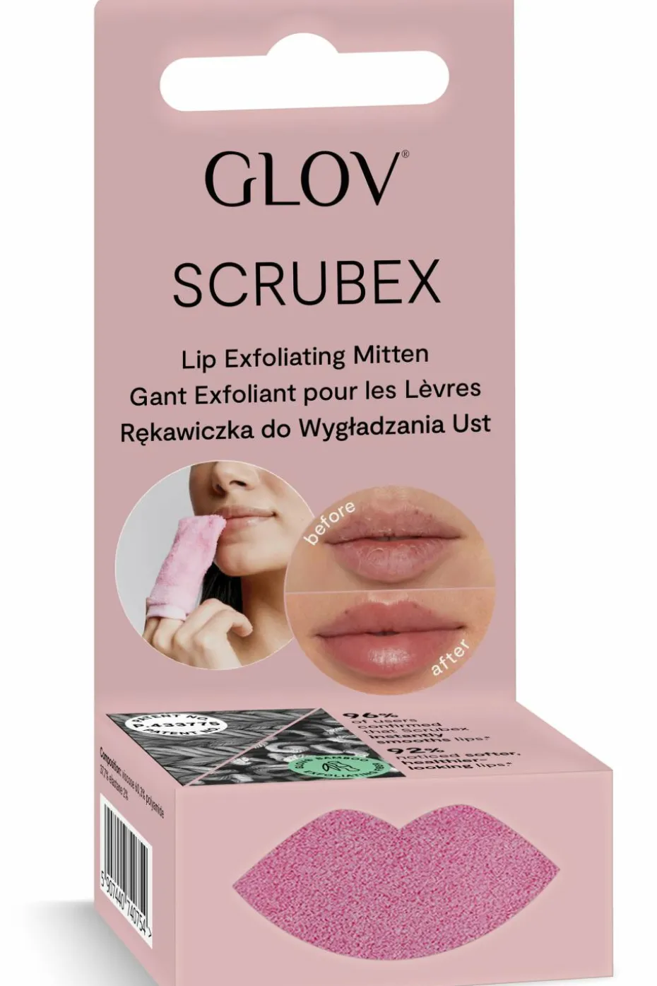 Gant exfoliant pour les lèvres Scrubex rose