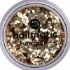 Grandes paillettes dorées visage, corps et ongles
