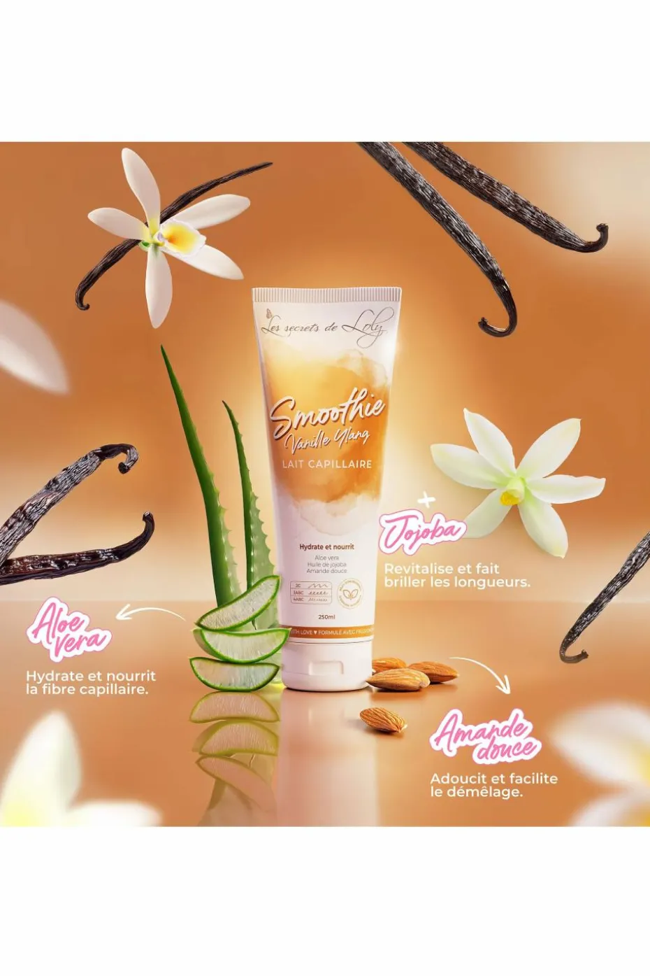 Lait capillaire hydratant smoothie Vanille Ylang-ylang