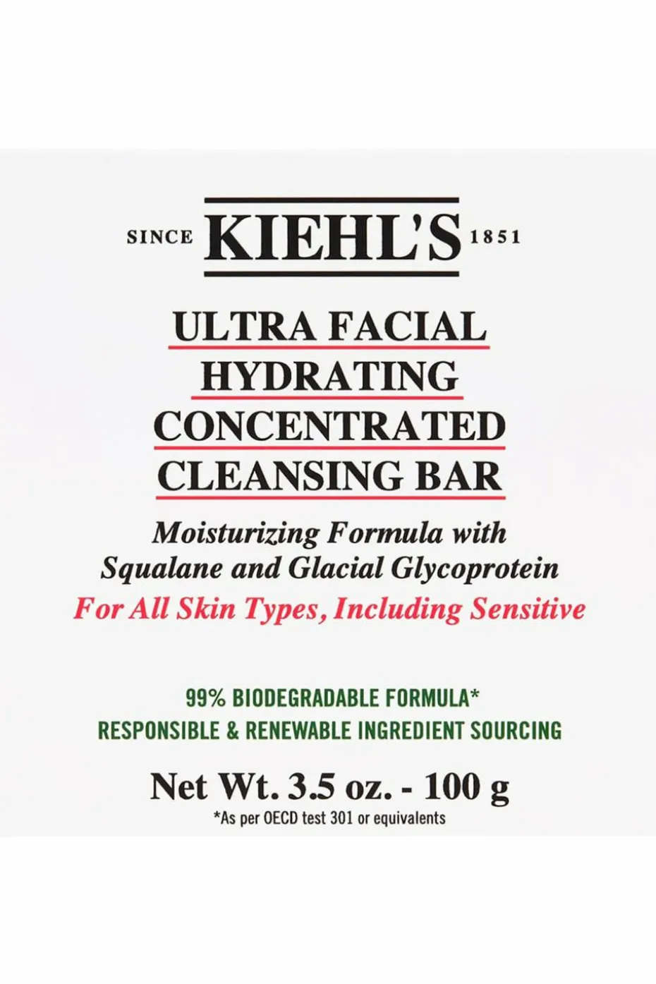 Nettoyant solide concentré hydratant pour tous types de peaux Ultra Facial