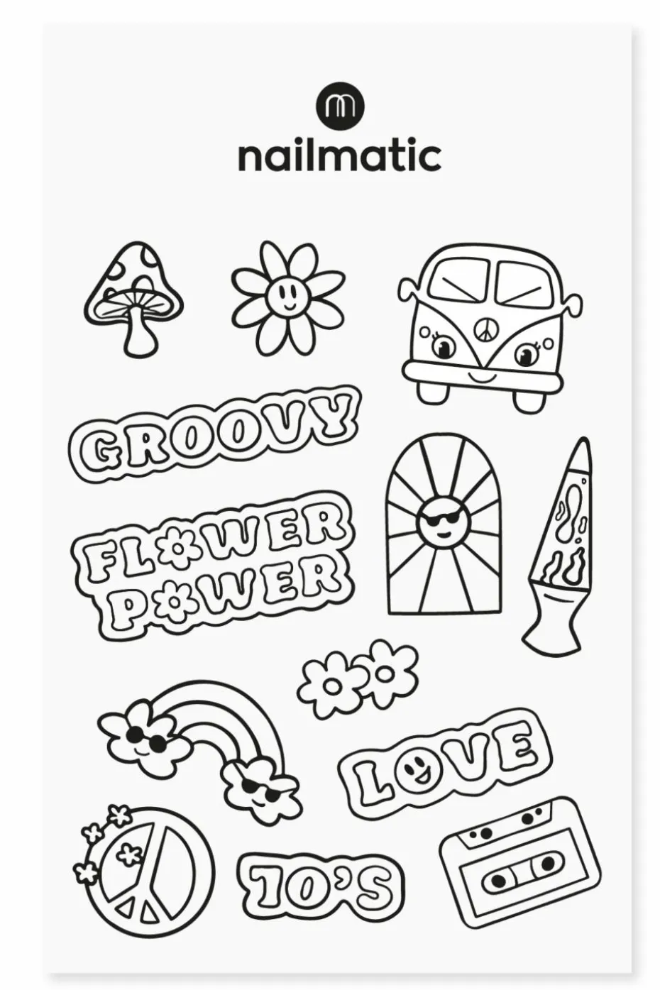 Planche de tatouages à colorier seventies