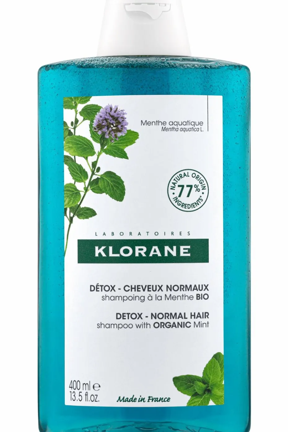 Shampoing détox à la Menthe aquatique bio pour cheveux normaux