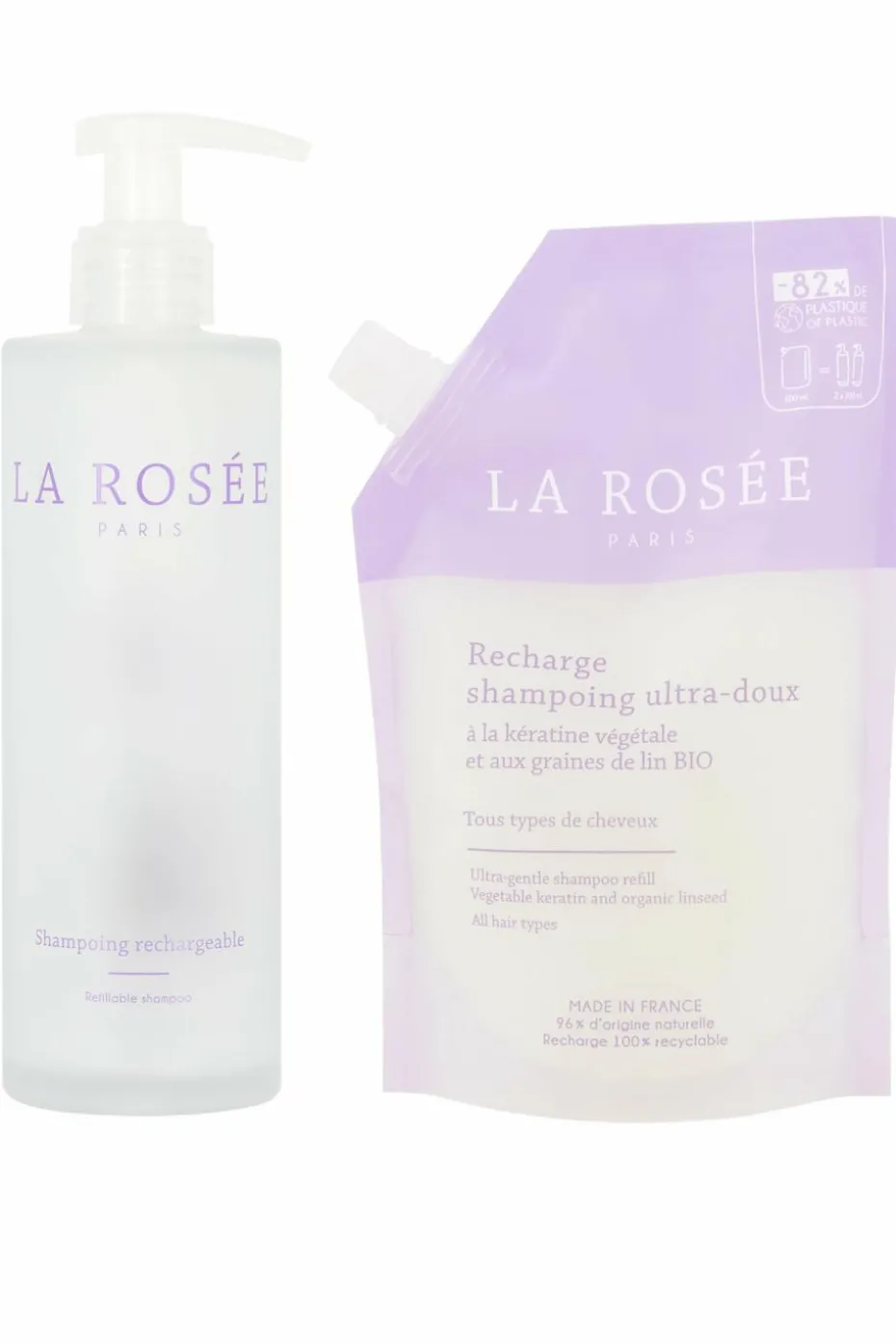 Shampoing ultra doux et son flacon rechargeable