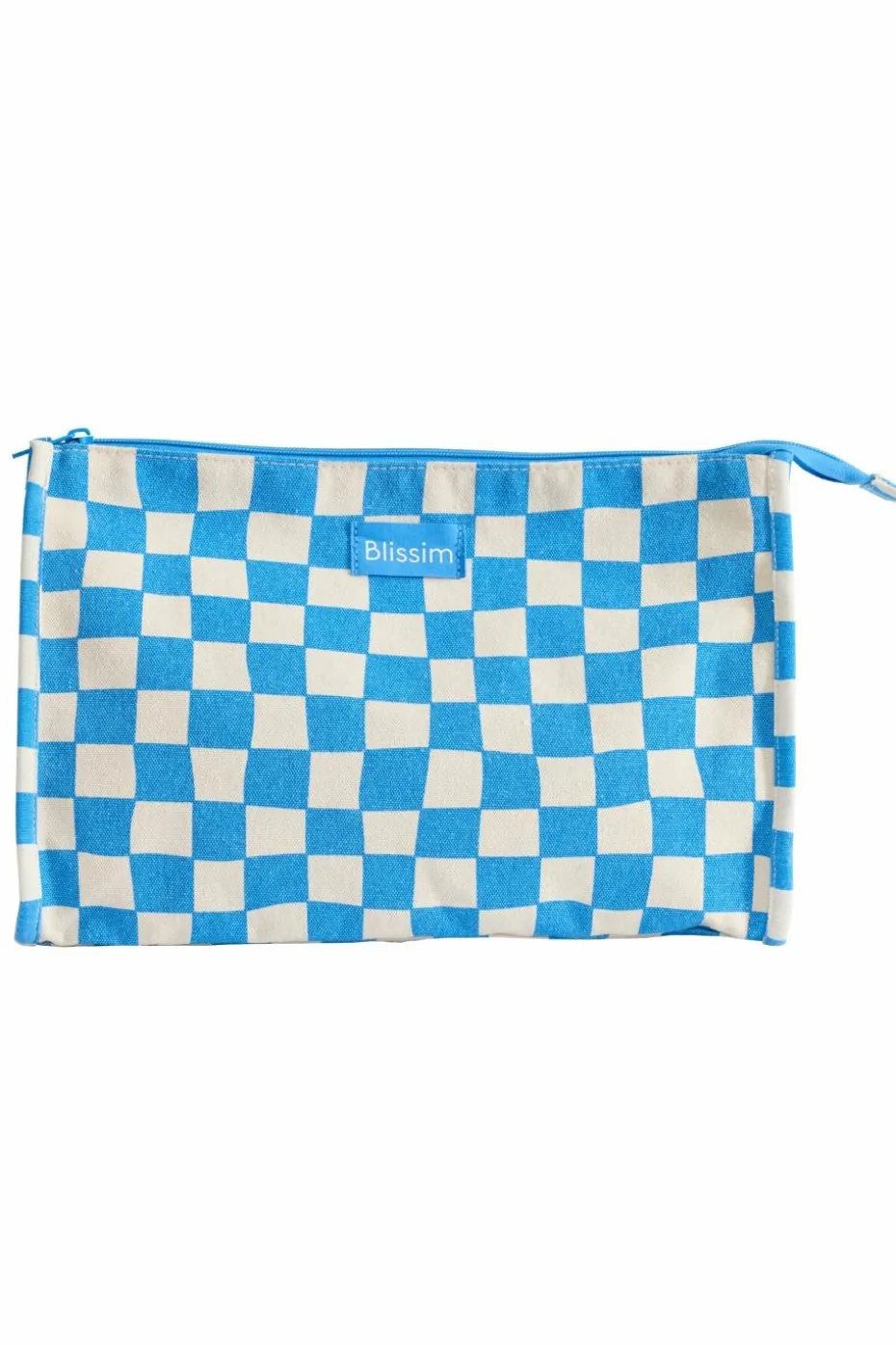 Trousse à carreaux bleue & blanche